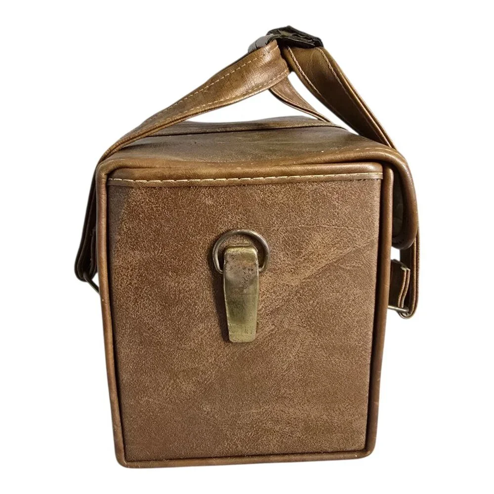 Vintage Brown Faux Leather (Vinyl) Camera Bag Double Handles 11